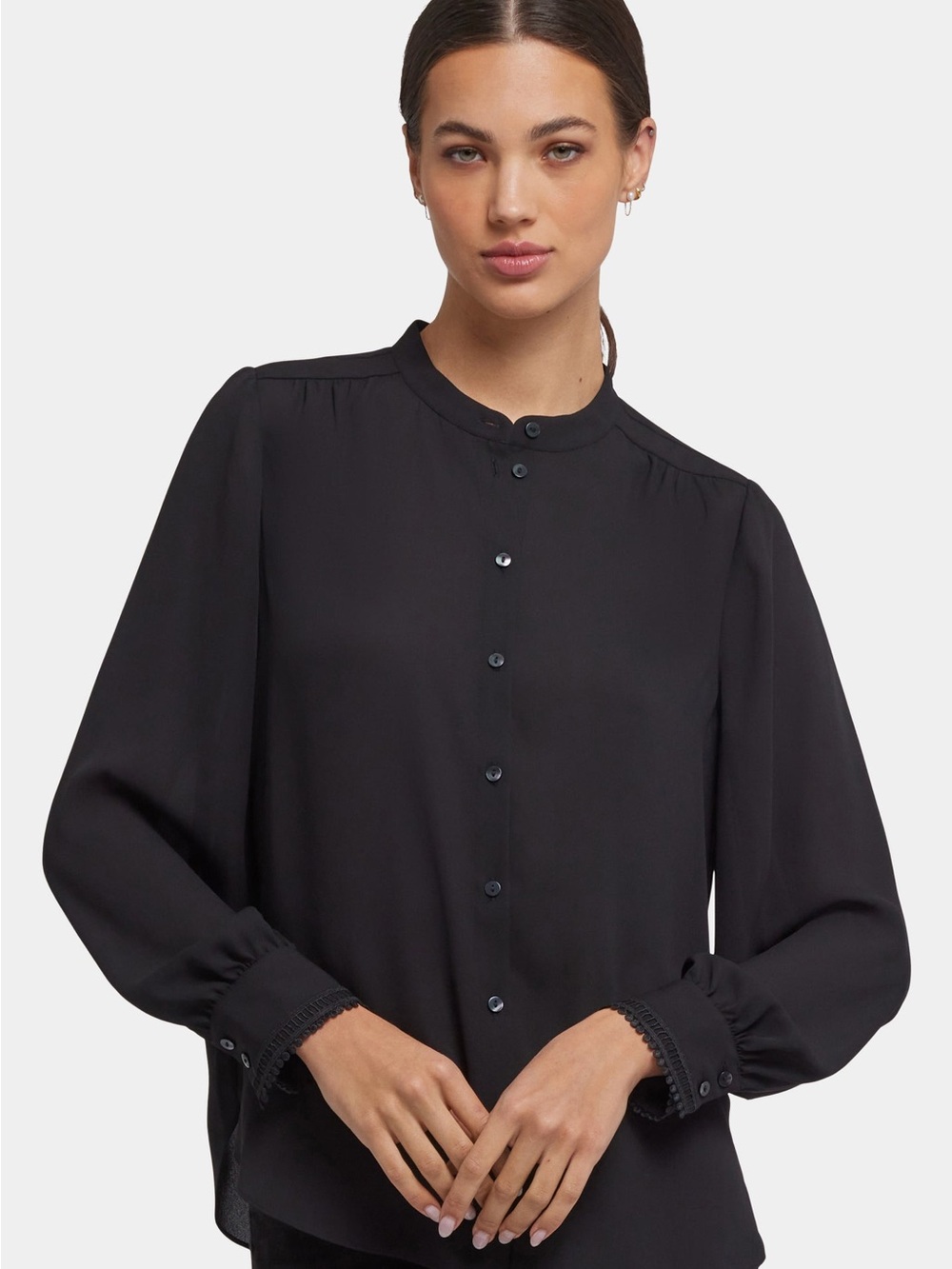 NYDJ Black Long-Sleeve Button-Down Blouse